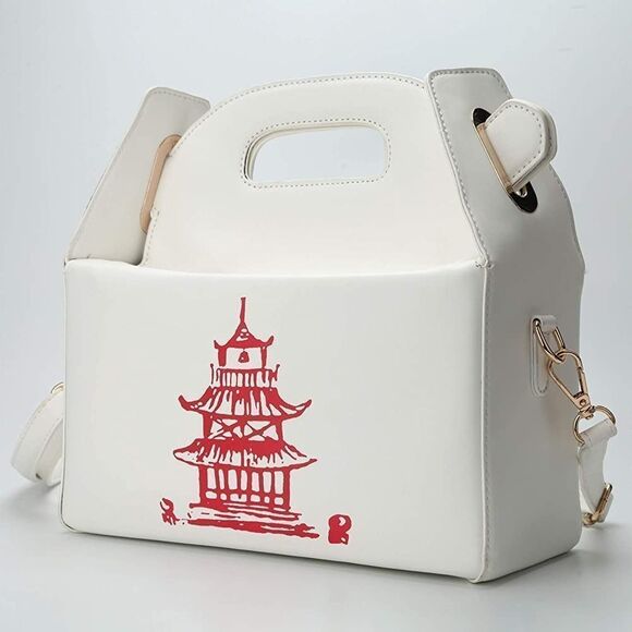 Chinese Tower Print Top-Handle Takeout Box Handbag - Picture 10 of 11